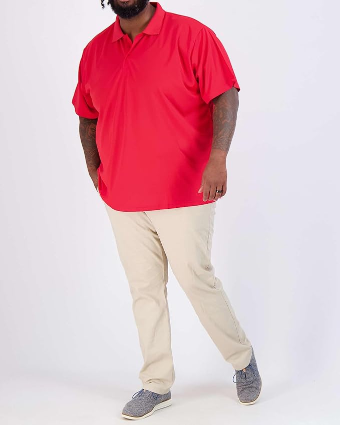 Real Essentials 3 Pack: Men's Quick-Dry Short Sleeve Athletic Performance Polo Shirt (Available in Big & Tall)