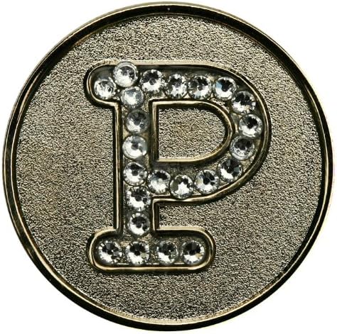 Monogram Initial Golf Ball Marker with Crystals and Matching Hat Clip