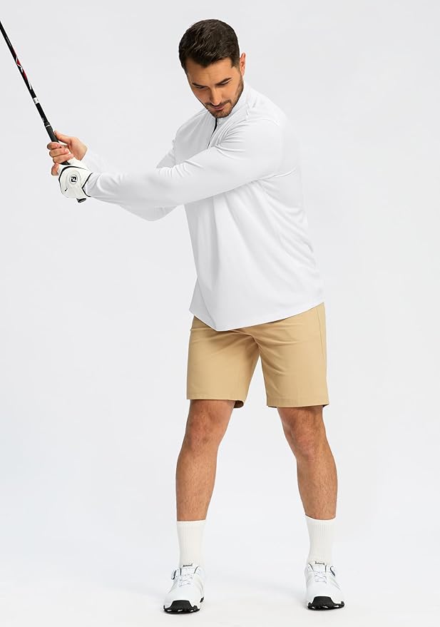 Obla Golf Quarter Zip Pullover for Men Mock Neck Sweatshirt Lightweight Sun Protection Men's Long Sleeve Golf Shirt