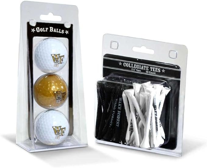 Team Golf NCAA Logo Imprinted Golf Balls (3 Count) & 2-3/4" Regulation Golf Tees (50 Count), Multi Colored