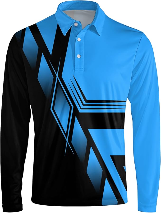 Men's Long Sleeve Golf Shirt Quick Dry 3 Button Work Fishing Outdoor Casual Collar Shirt