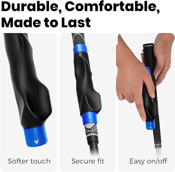 Golf Grip Trainer – Right-Hand Swing Trainer & Practice Grip Corrector for Proper Hand Position, Muscle Memory & Consistent Swings – Non-Slip, Easy Install, Fits Most Clubs – Great Golf Gift for Men & Dads