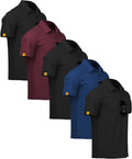 ZITY 5 Pack Mens Polo Shirt Short Sleeve Sports Golf Tennis T-Shirt Moisture-Wicking Summer Shirts