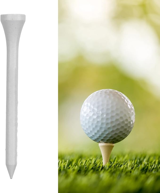 50Pcs Golf Tees, Wooden Practice Golf Tees White Long Ball Base Set Kit for Outdoor Sports