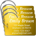 Personalized Luggage Tags for Suitcases 4 Pack – Custom Metal Name Tag for Travel, Golf Bag, and Baggage – Durable Aluminum Luggage Name Tags (Gold, Horizontal)
