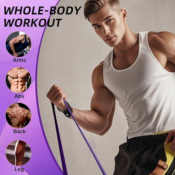 WHATAFIT Resistance Bands,Pull Up Assist Bands Set with Handles, Exercise & Workout Bands with Door Anchor for Men & Women – Home Fitness Equipment for Strength Training, Stretching
