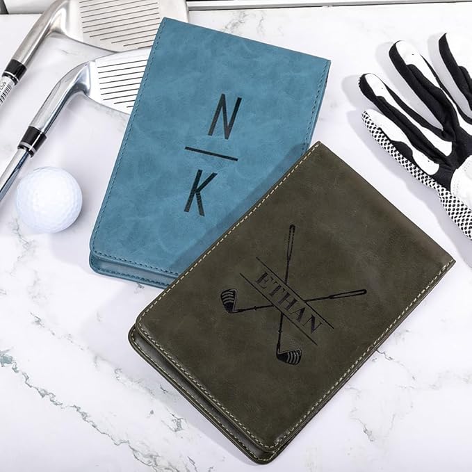 CALLIE Personalized Leather Golf Scorecard Holder - Engraved Initials and Name for Golf Professionals and Enthusias