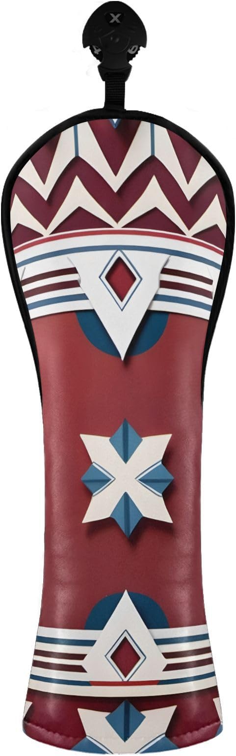 Red PU Leather Golf Club Head Covers for Driver/3 5 Wood/Hybird,Velvet Lining,with Label