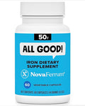 NovaFerrum All Good | Iron Capsule Supplements for Adults | Anemia | 50mg of Iron | 60 Servings | Sugar Free | Vegan | Gluten Free