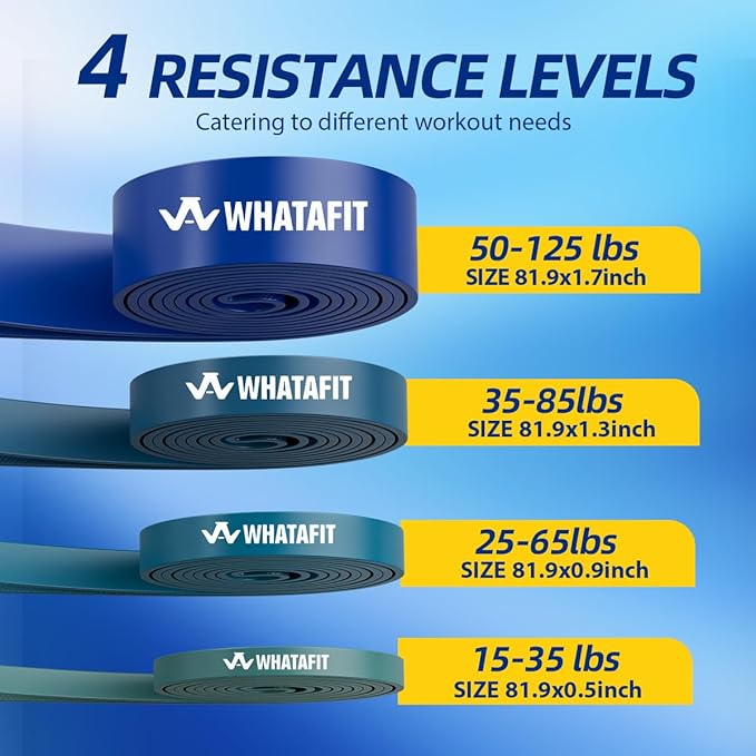 WHATAFIT Resistance Bands,Pull Up Assist Bands Set with Handles, Exercise & Workout Bands with Door Anchor for Men & Women – Home Fitness Equipment for Strength Training, Stretching