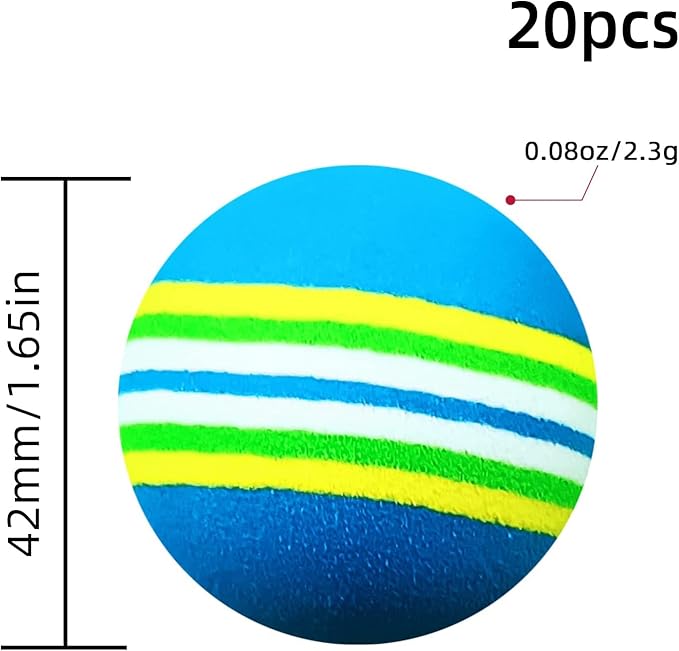 Scott Edward Air Golf Practice Balls, Bright Multicolor and Lightweight Sponge Ball, 20 Pieces, Golf Training Indoor and Outdoor, for Backyard Hitting Mat, Soft for Children, Pets