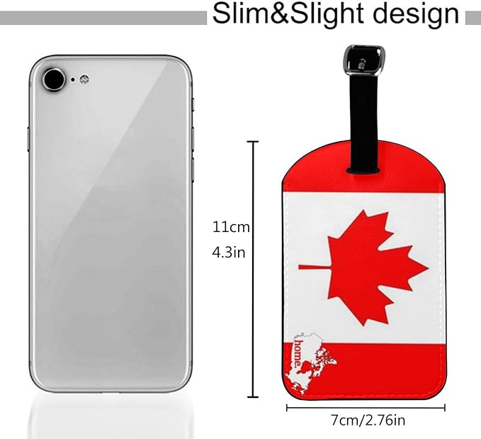Canada Flag Luggage Tag for Suitcases,Home Country PU Leather Baggage Tags Bag Tags Travel Id Label for Luggage Women Men -1 Piece