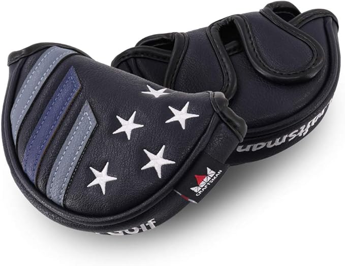 Craftsman Golf Blue Strips Stars Mallet Mid-Mallet Blade Putter Head Cover Headcover Magnetic Closure Alignment Stick Case Holder