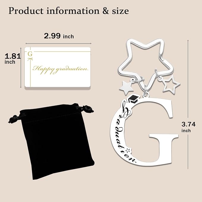 Qunrwe Stainless Steel Initial Letter A-Z Keychain,Inspirational Gifts for Women Men Friends Daughter Son Sister Dad Mom