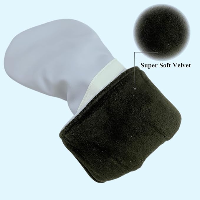 3pcs Golf Wood Head Covers Headcovers Set includes Driver Headcover fits up to 460cc Drivers, Rotatable Golf Fairway Wood Headcover and Hybrid Head Cover