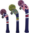 Scott Edward Knit Golf Head Covers for Woods Set of 3 Fits Well Driver(460cc) Fairway Wood and Hybrid(UT) The Perfect Change for Golf Bag