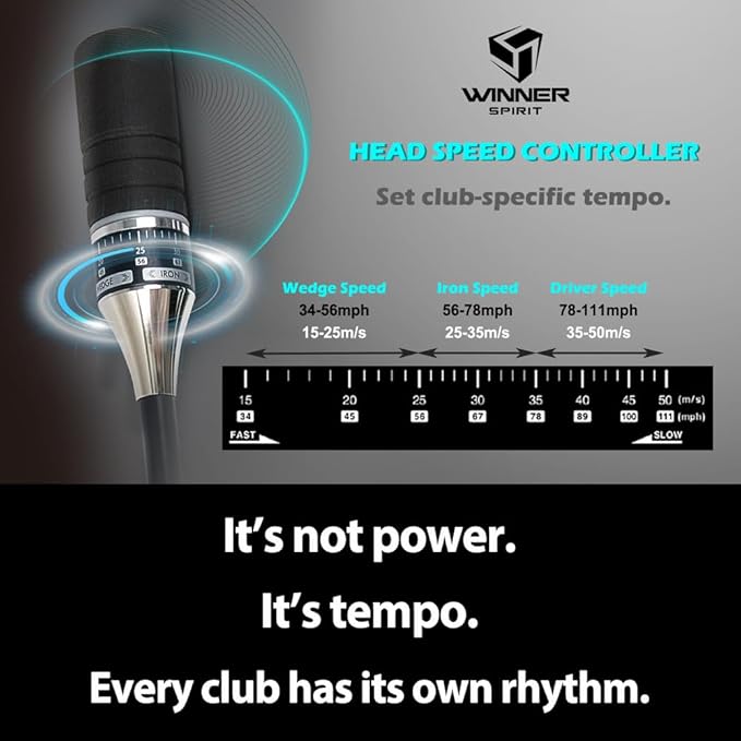 WINNER SPIRIT Miracle 201v3 Patented Golf Swing Trainer – Increase Club Head Speed, Distance, Rhythm & Swing Accuracy – Adjustable Speed & Back Swing Controller for Tempo Practice