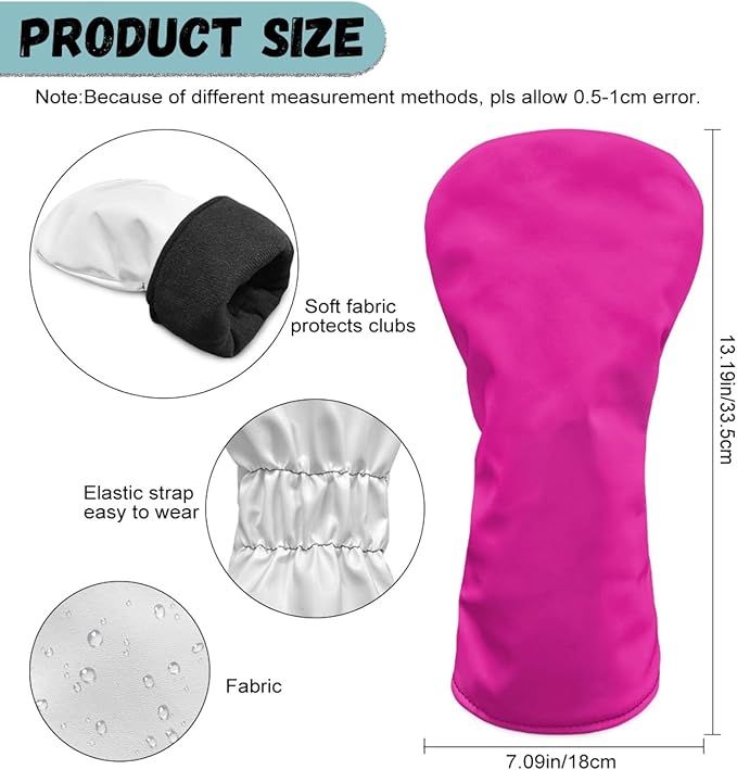 Golf Club Head Covers for Club Protective, Waterproof PU Leather Driver Fairway Wood Hybrid Head Cover