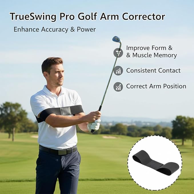2 Pack Golf Swing Training Aid with Arm Band and Wrist Strap, Black Golf Training Kit for Muscle Memory Development, Wrist Angle Correction, Beginner Golfers Practice Equipment