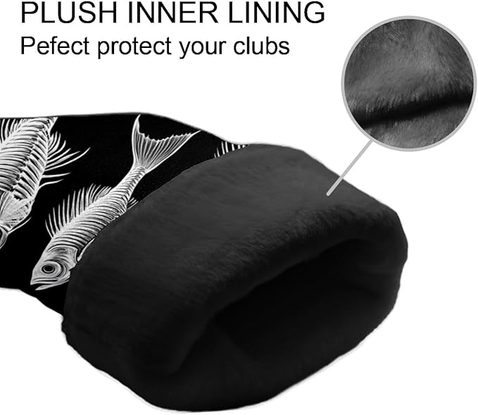 Golf Club Covers PU Leather Waterproof Golf Club Head Covers for Fairway Woods and Driver White Fishbone Pattern Driver Cover Suitable for Most Brands