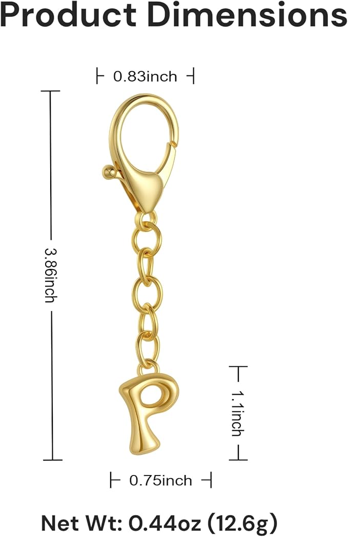 Bubble Gold Letter Bag Charms for Women, Cute Initial Keychain for Handbags, Purse Charms Birthday Christmas Gifts