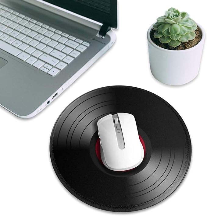 Record CD Mouse Pad, Mouse Pads for Desk, Stitched Edge Mousepad with Non-Slip Rubber Base, Gaming Mouse Mat for Computer Laptop Home Office