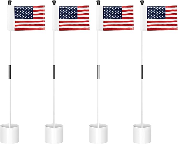 KINGTOP Golf Flagstick Mini, Practice Putting Green Flags for Yard, All 3 Feet, Golf Pin Flag Hole Cup Combo Kit, Fiberglass Portable 2-Section Design, Double-Side American Flag