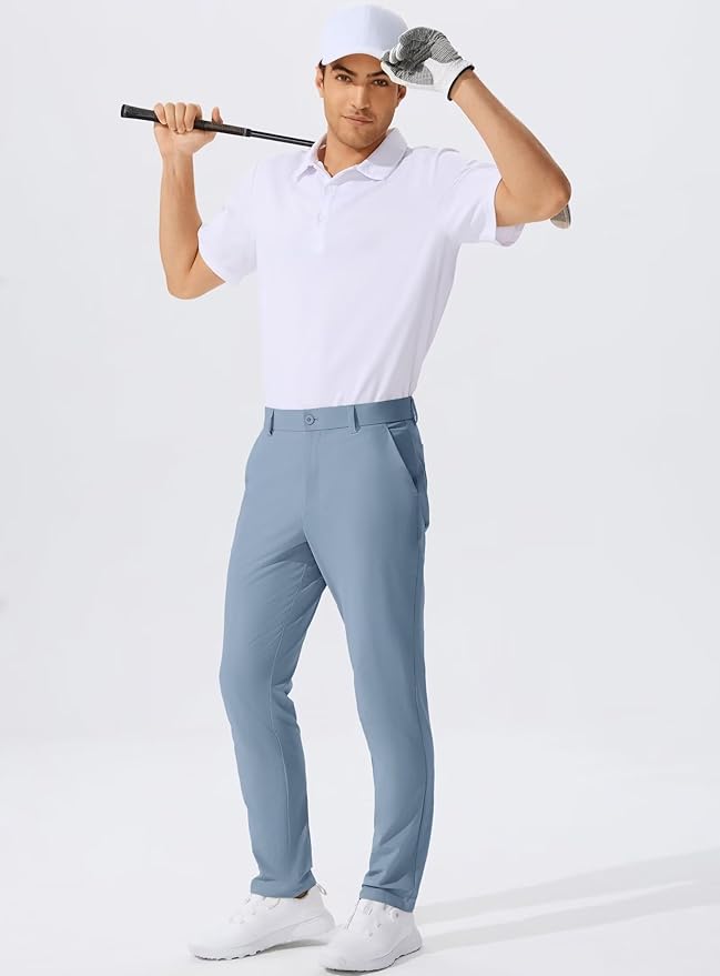 QPNGRP Men's Golf Pants 30"/32"/34" Inseam Lightweight Stretch Work Dress Pants