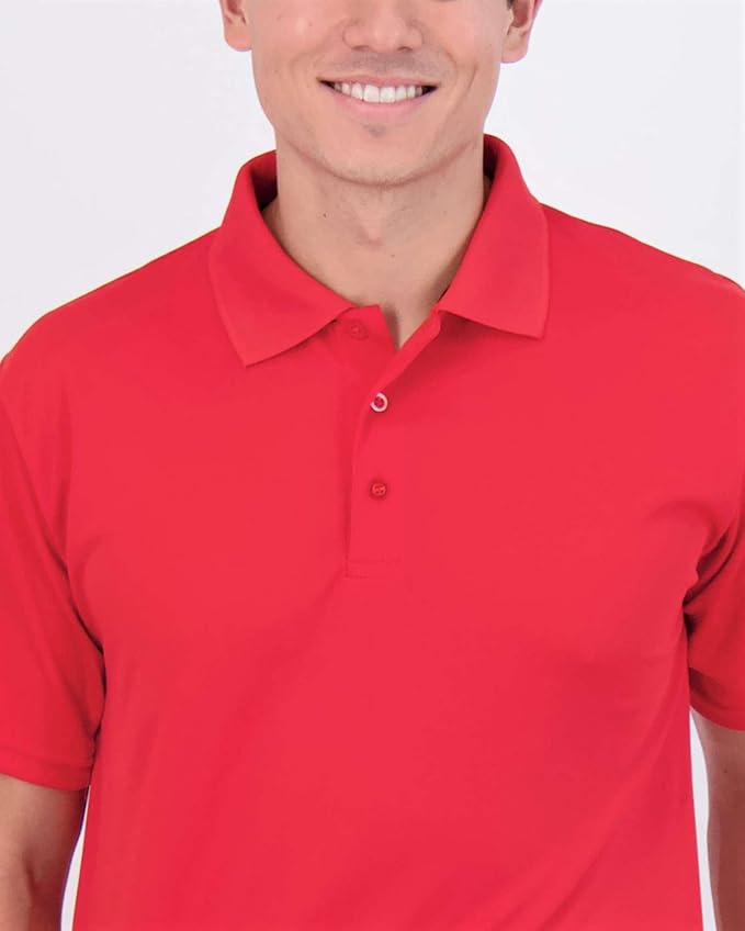 Real Essentials 3 Pack: Men's Quick-Dry Short Sleeve Athletic Performance Polo Shirt (Available in Big & Tall)