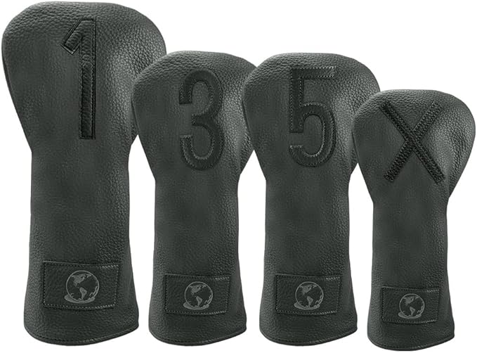 Premium Golf Club Head Covers Set of 4 Fits Drivers Fairways Hybrids 1, 3, 5 and X