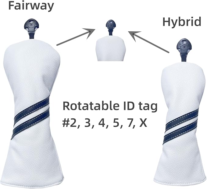 3pcs Golf Headcovers Set 1 3 H, Golf Head Covers Includes Driver Headcover 3-Wood Cover Hybrid Headcover Fits Most Golf Clubs