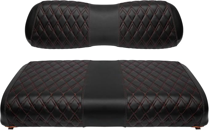 Golf Cart Vinyl Replacement Seat Covers fits Club Car DS 2000.5+, Diamond Front Seat Cover Black Stitching Durable Breathable & Easy to Clean