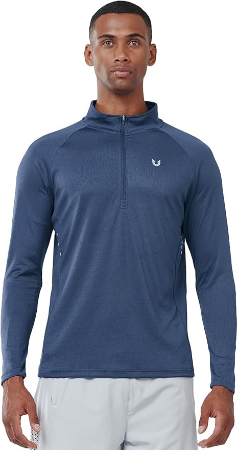 NORTHYARD Quarter Zip Pullover Men Running Shirt Long Sleeve Moisture Wicking Quick Dry Athletic Workout Shirts
