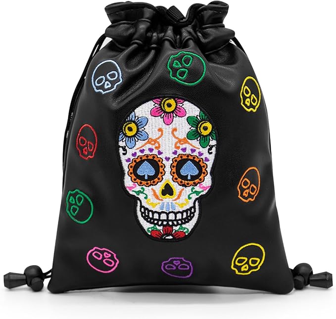 montela golf Valuables Pouch with Drawstrings Skeleton Golf Tee Pouch Leather Ball Bag for Men Women