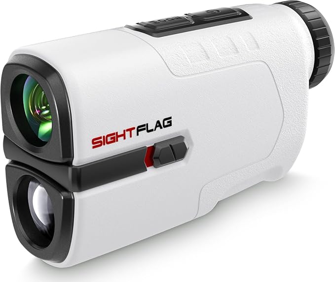Golf Rangefinder with Slope, 1300 Yards Laser Range Finder Golf, 7.5X Magnification Flag Pole Locking Vibration Rechargeable Range Finders with Magnet Golf Accessories for Men Women Sightflag GF1