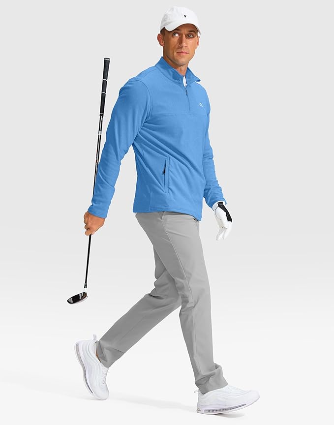 Pudolla Men's Quarter Zip Pullover with 2 Pockets Fleece Warm Soft Golf Sweatshirts for Athletic Workout Running