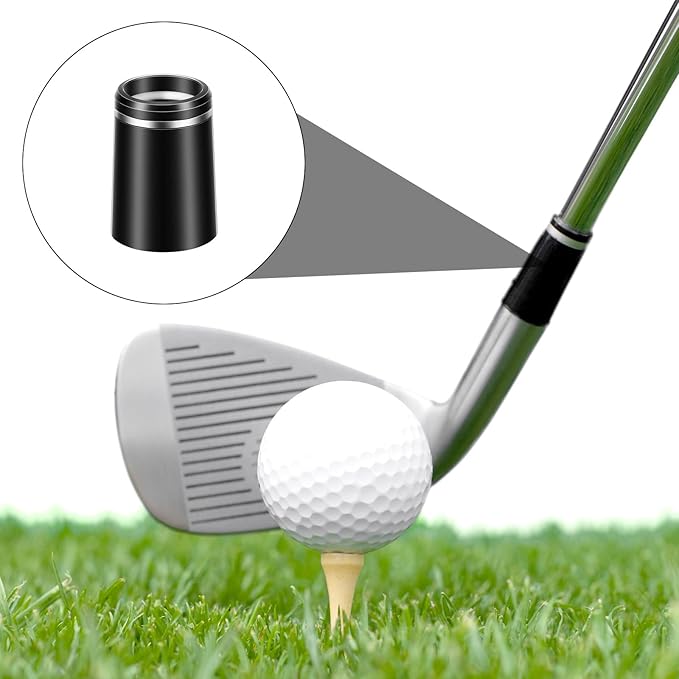 10Pcs Golf Club Ferrules .370 Black Golfing Iron Ferrule Size .370 Custom Black Iron Golfing Ferrule with Single Silver Ring for All Shaft
