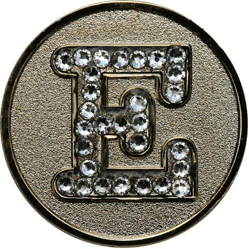 Monogram Initial Golf Ball Marker with Crystals and Matching Hat Clip