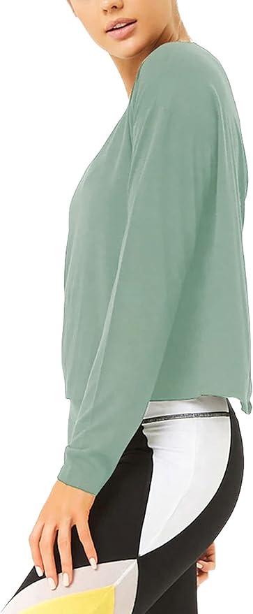 Bestisun Long Sleeve Workout Shirts Yoga Dance Tops Open Back Athletic Clothes for Women