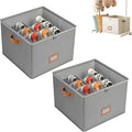 Atlodas Fabric Shoe Organizer Storage Box, 2 Pack Foldable Shoe Storage Organizer Box Bin with Adjustable Dividers and Clear Cover, Fits up to 8-16 Pairs (Gray, 2Pcs)