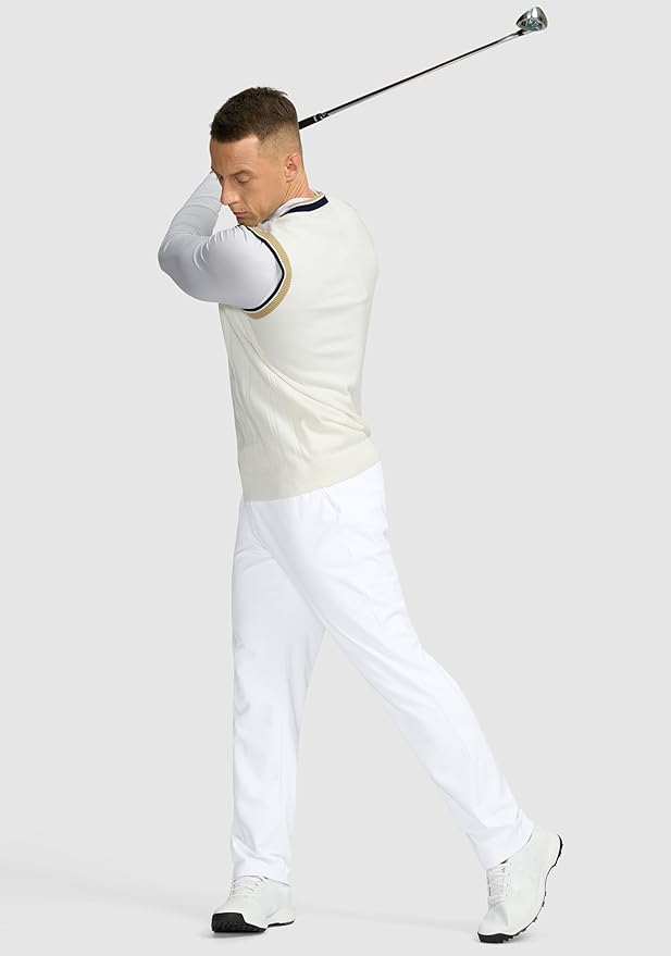 Soothfeel Men's Fleece Lined Pants 30"/32"/34" Golf Work Dress Pants Casual Insulated Warm Winter Trousers with Pockets