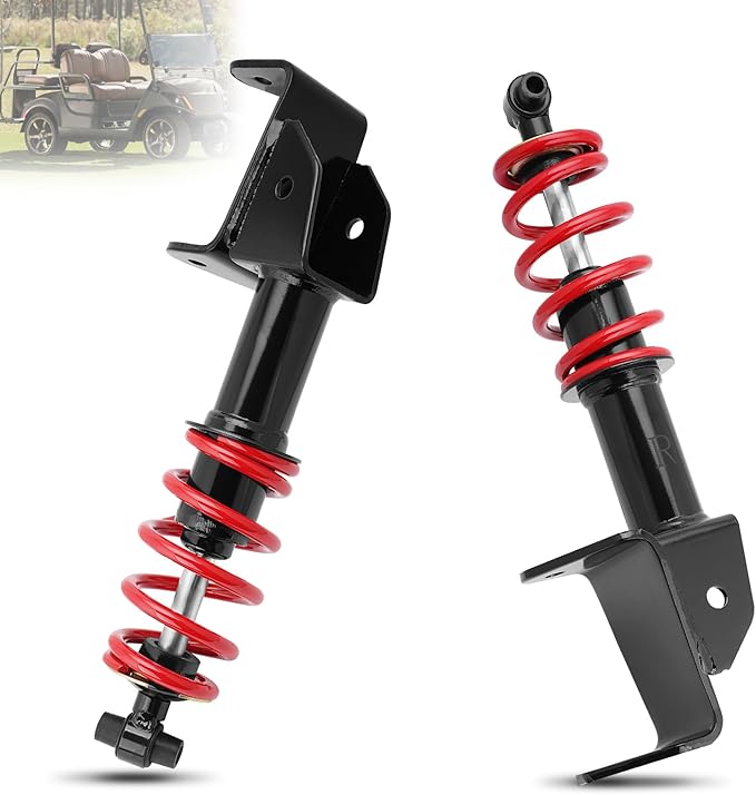 Front Golf Cart Shock Absorbers Heavy Duty with Springs Compatible with 2007-2016 Yamaha Drive G29 Gas & Electric Golf Carts Passenger and Driver Side Replace# JW2-F3390-00-00 JW2-F3350-00（RED）