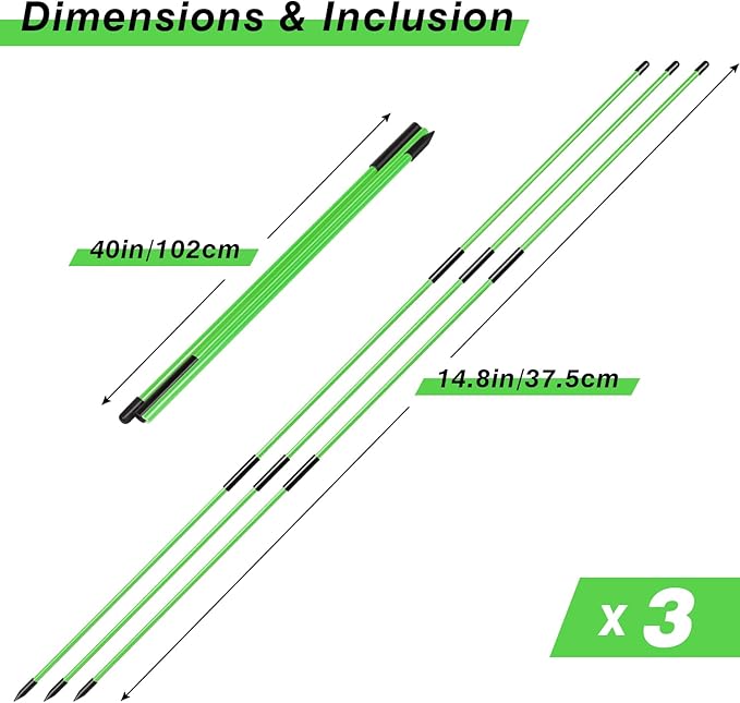 Professional 2 or 3 or 4 Pack Collapsible Golf Alignment Sticks, Premium 40" Alignment Golf Stick Ideal for Aiming, Putting and Swing Practice