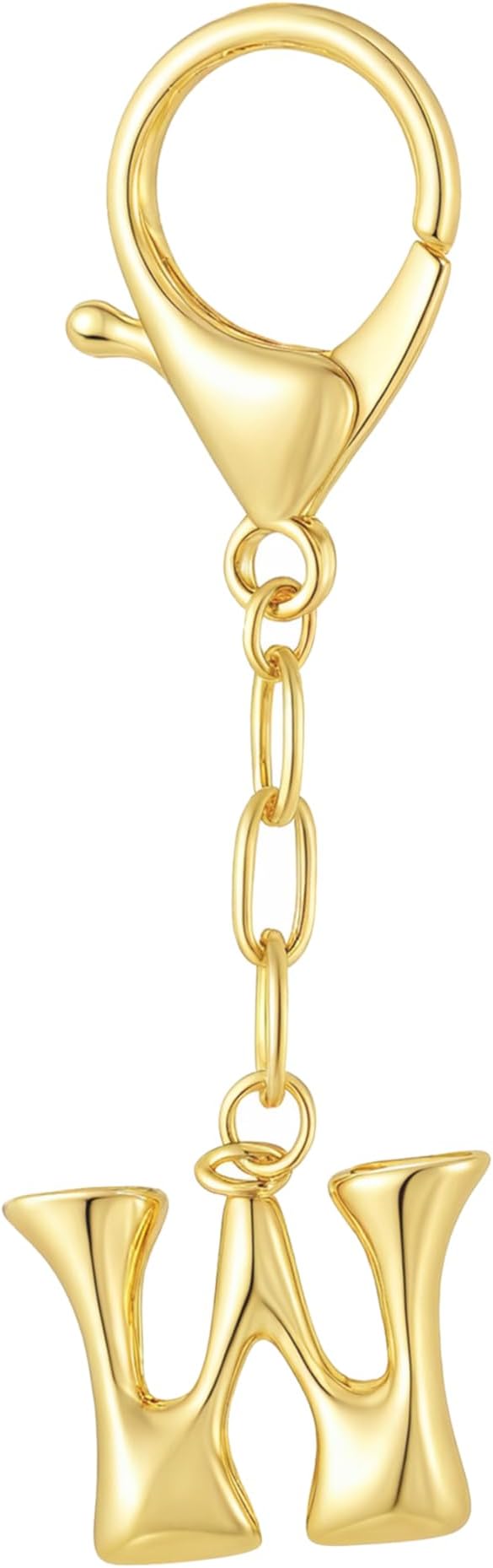 Gold Bubble Initial Keychain Charm for Women Chunky Bag Purse Charms A-Z Letter Key Chains for Handbag Accessories