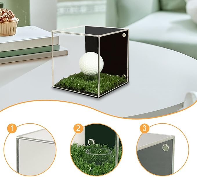 YIJU Golf Ball Display Case Memorabilia Stand Cube Holder Accessories Dustproof Multiuse Transparent Baseball Holder