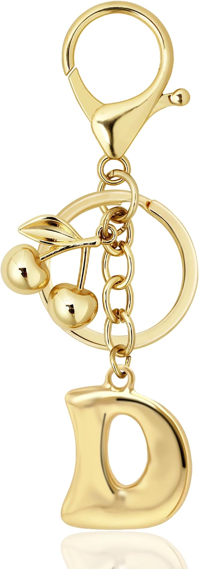 Gold Bubble Heart, Cherry, Bow & More Designs Letter Initial Keychain Bag Charms – Cute Purse Charms for Handbags