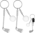 2 PCS Golf Club Keychain, Mini Alloy Golfs Ball Keychains Golf Gifts Keychain for Men Women Golfers Funny Christmas Birthday Gift for Father Grandfather Sports Golf Lovers