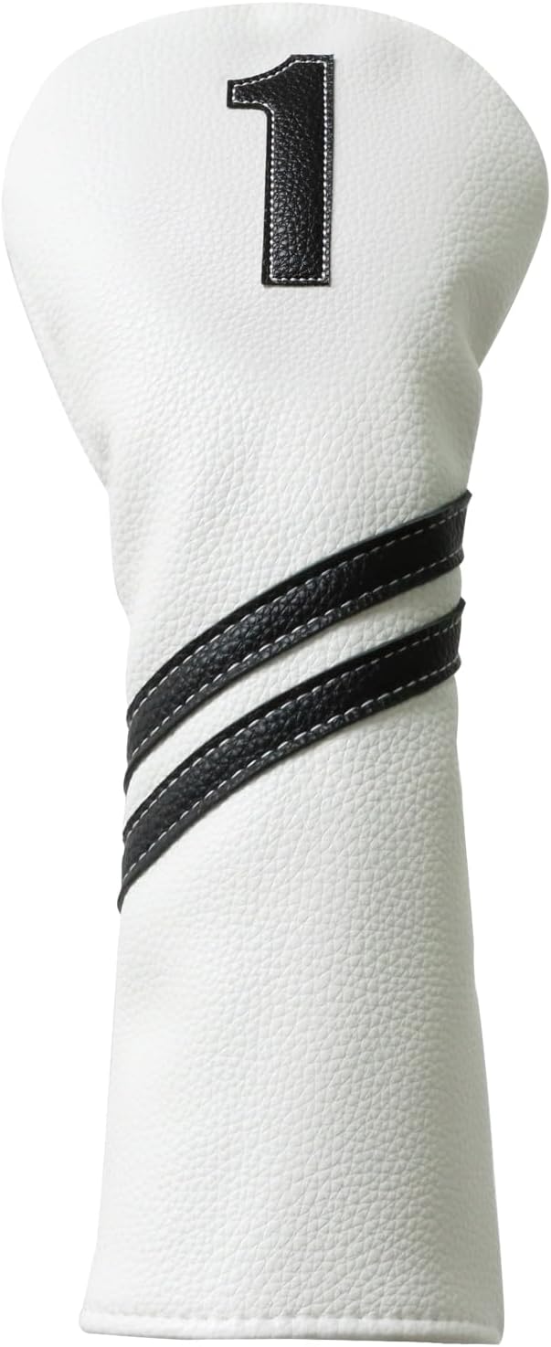Golf Club Covers,4pcs or 1pc Golf Headcovers for Woods and Driver Fairway Hybrids Women Men - Premium PU Leather with Interchangeable Tags & Magnetic Blade and Mallet Putter Covers