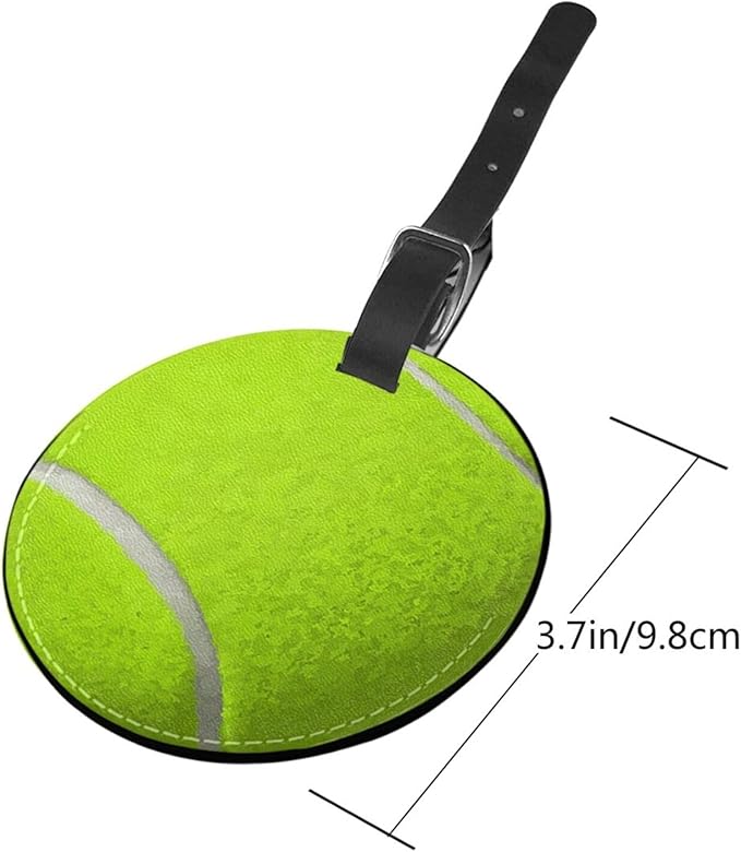 Luggage Tag Tennis Ball Luggage Tags for Suitcases, Pu Leather Baggage Tags Identifiers for Travel, Name Id Label Tags for Baggage Bag Women Men