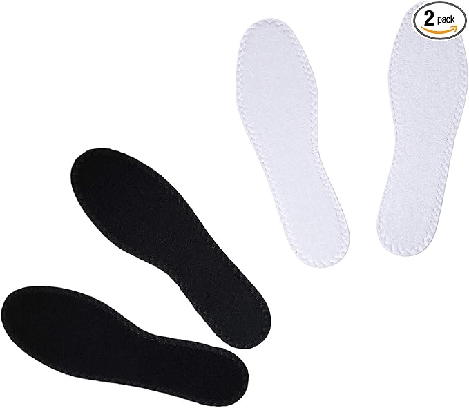 Happystep Cotton Terry Cloth Insoles, Barefoot Shoe Inserts, Sweat Absorption, Odor Control, Moisture-Wicking, Washable and Reusable, Zero Drop Shoe Insoles, 1 Pair Black and 1 Pair White (Women 11)